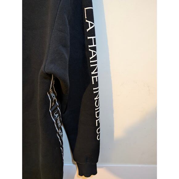 LA Haine Inside Us Full Zip Side Strap Black Goth FOG Pyrex Elongated Hoodie LRG - Picture 8 of 9